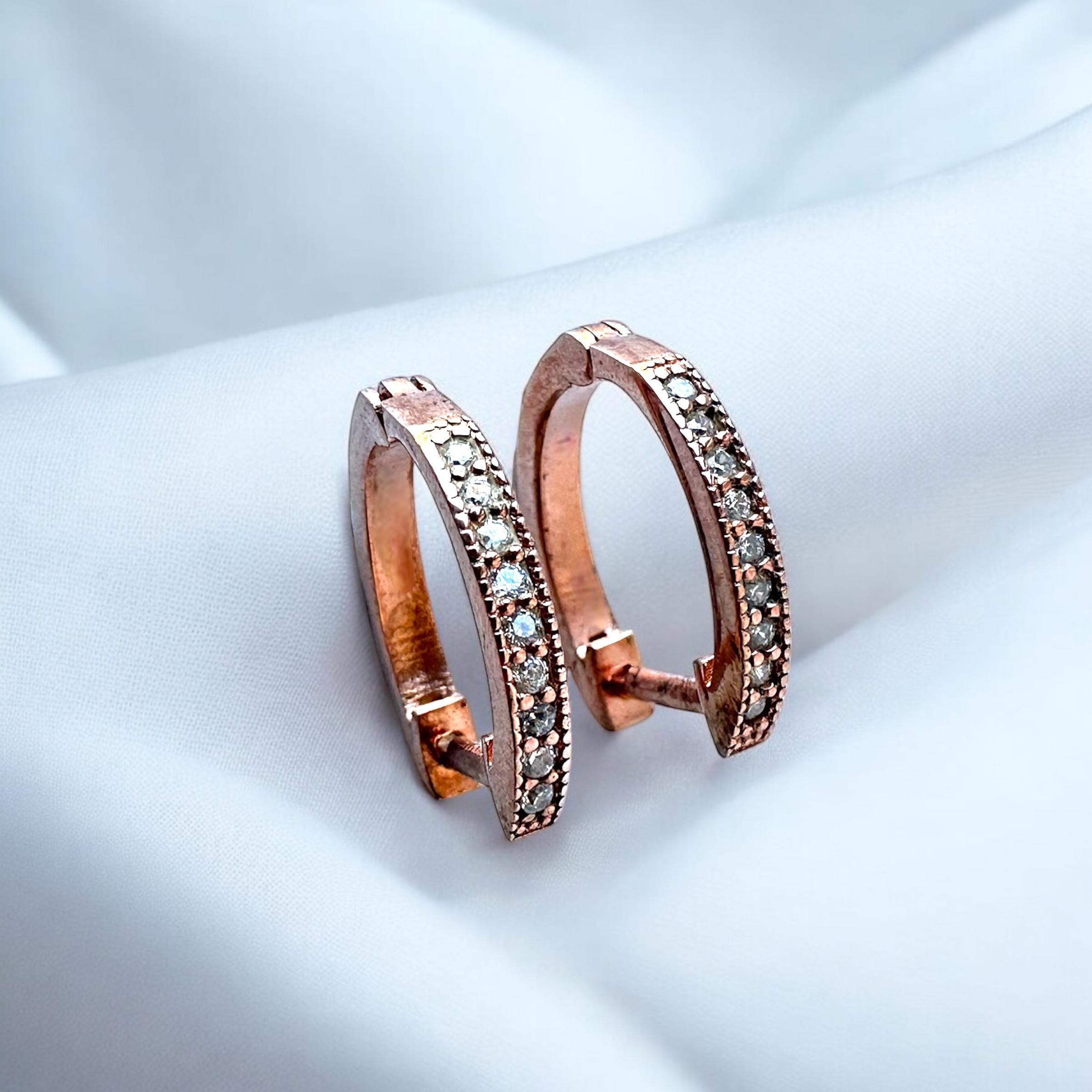 925 K Zircon Stone-set Half Tur Silver Women's Earrings