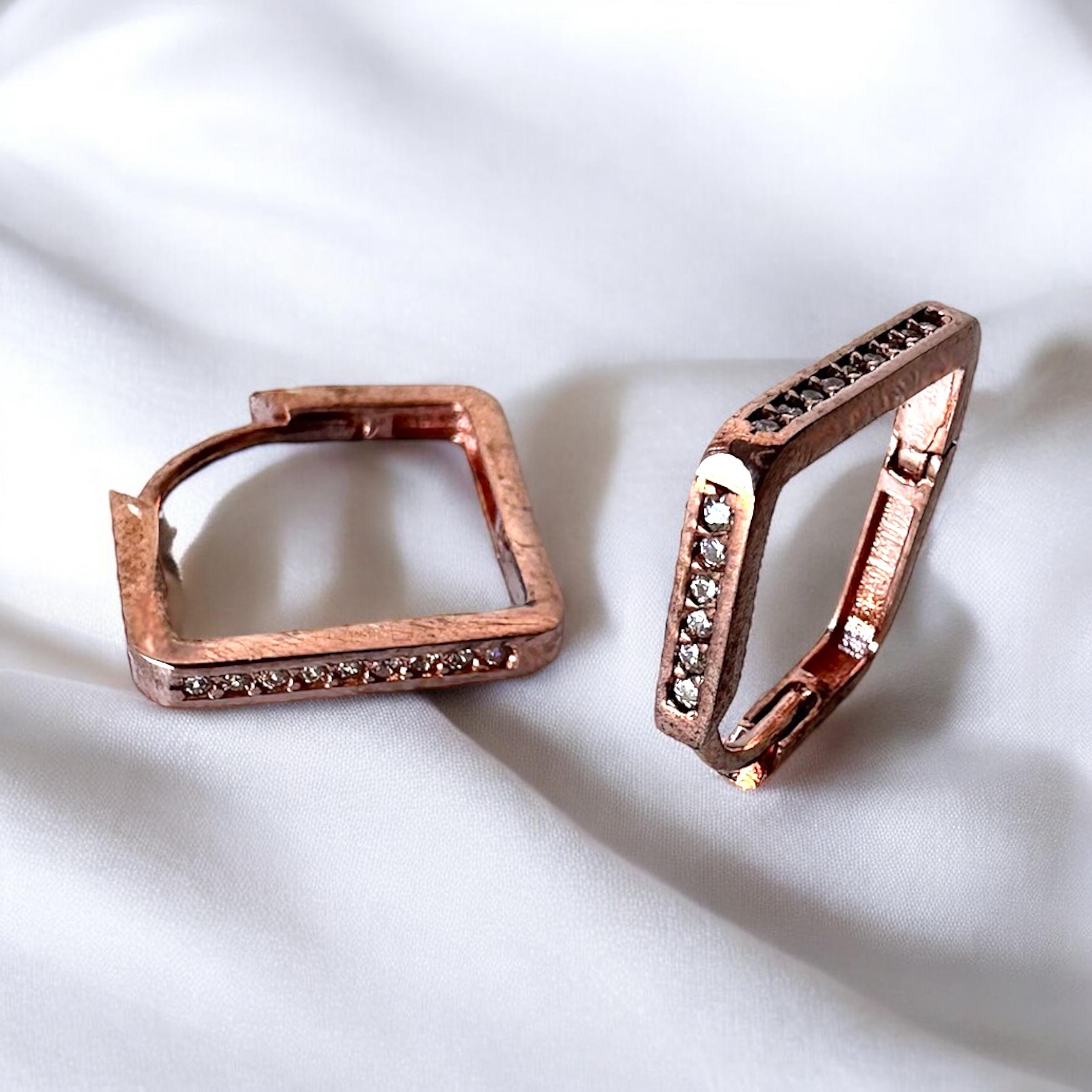 925 K Zircon Stone-set Square Silver Earrings