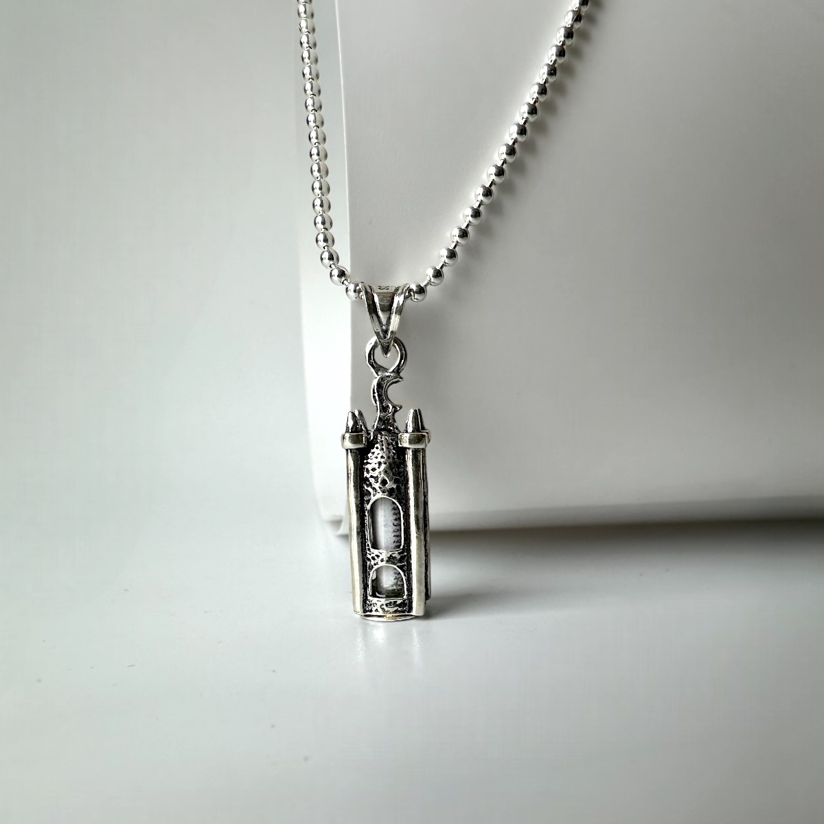 925 K Minaret Designed Cevşen Silver Necklace
