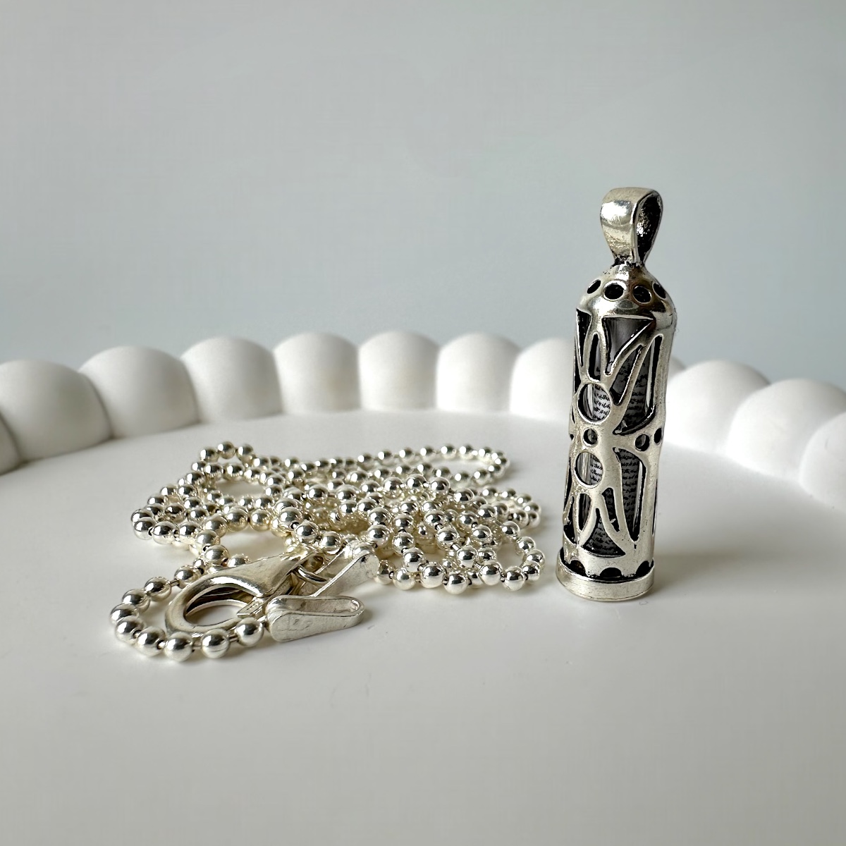 925 Sterling Silver Necklace with Heart Pattern