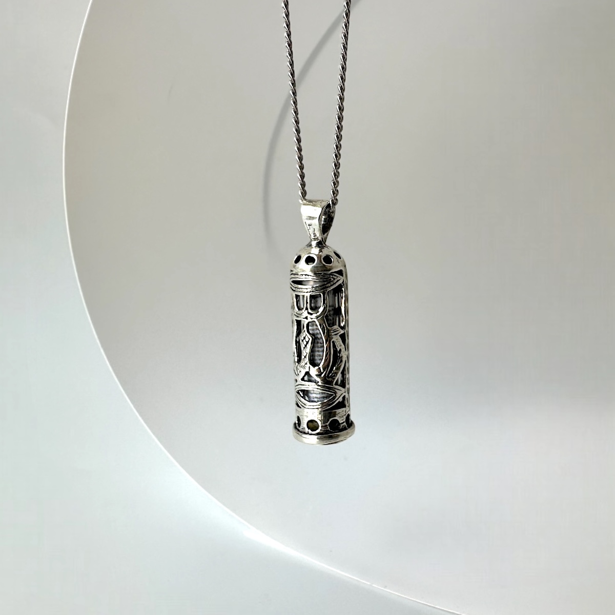 925 K Allah Engraved Cevşen Kebir Silver Necklace