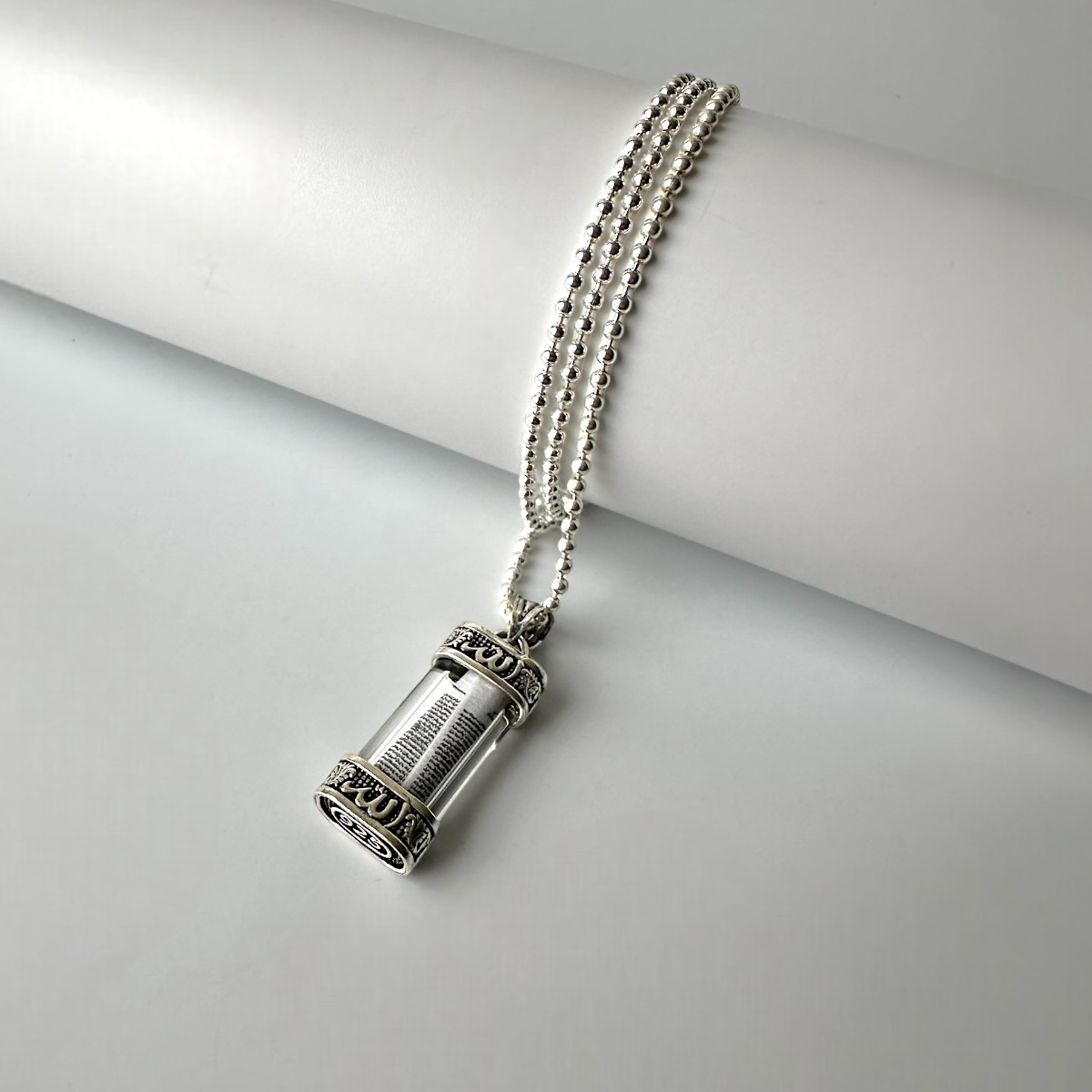 925 K Allah Engraved Cevşen Silver Necklace