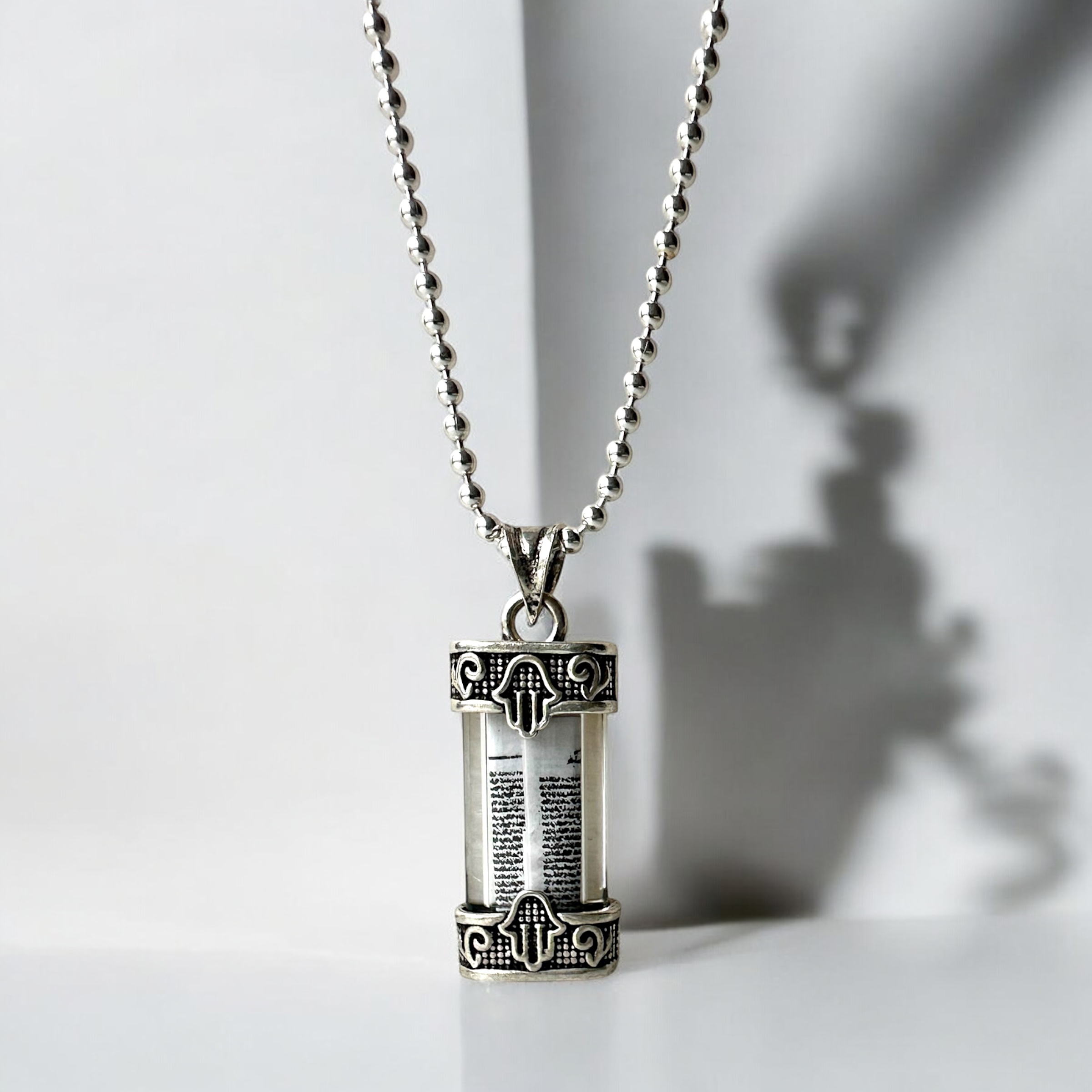 925 K Fatmanın Eli Cevşen Silver Necklace