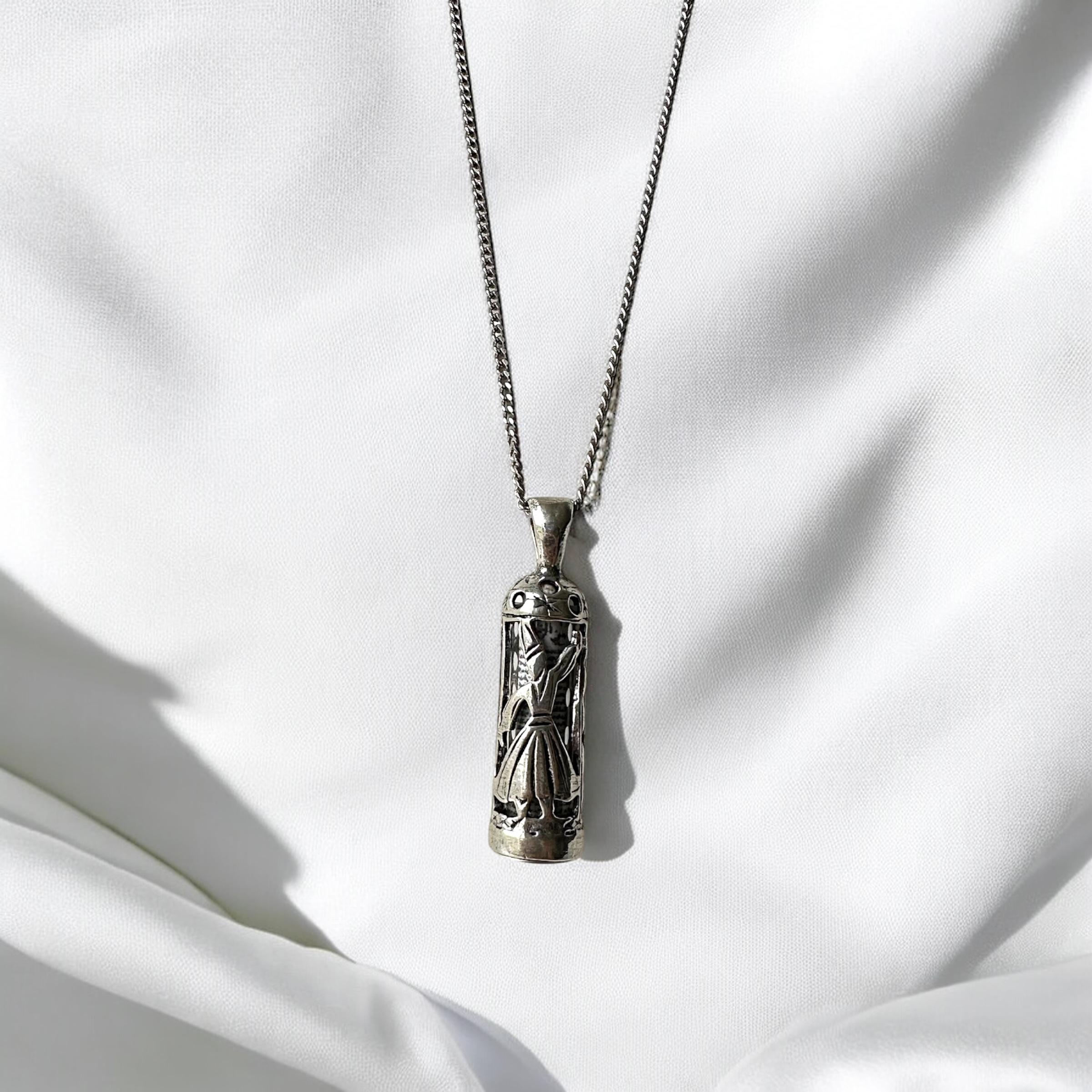 925 K Semazen Patterned Cevşen Silver Necklace