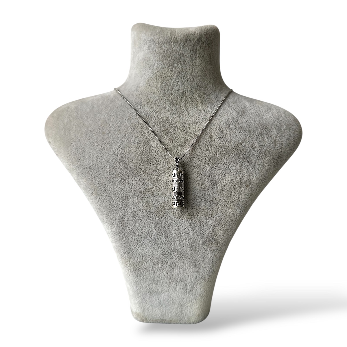 925 Sterling Silver Patterned Cevşen Necklace