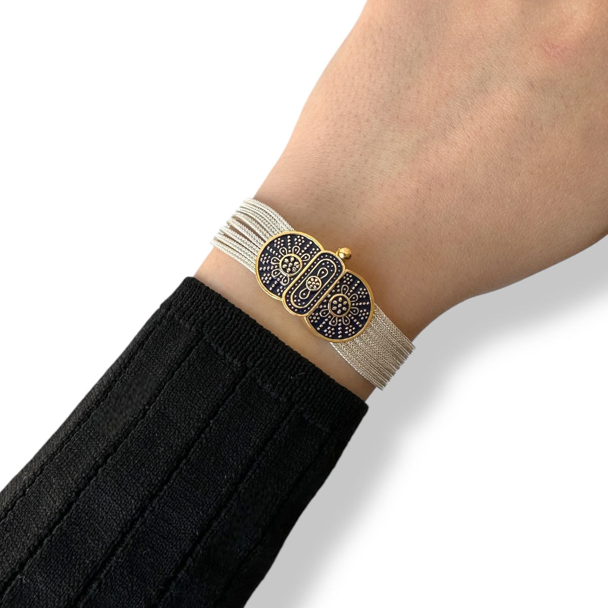 Mardin Straw Enameled Silver Bracelet