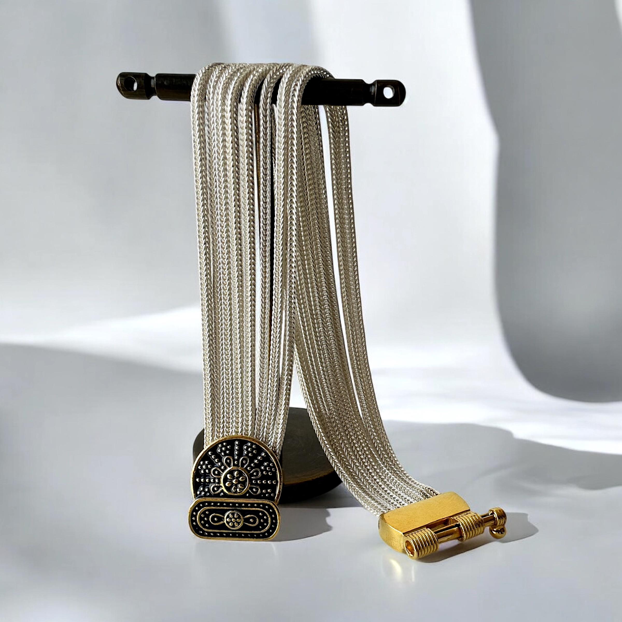 Mardin Straw Enameled Silver Bracelet