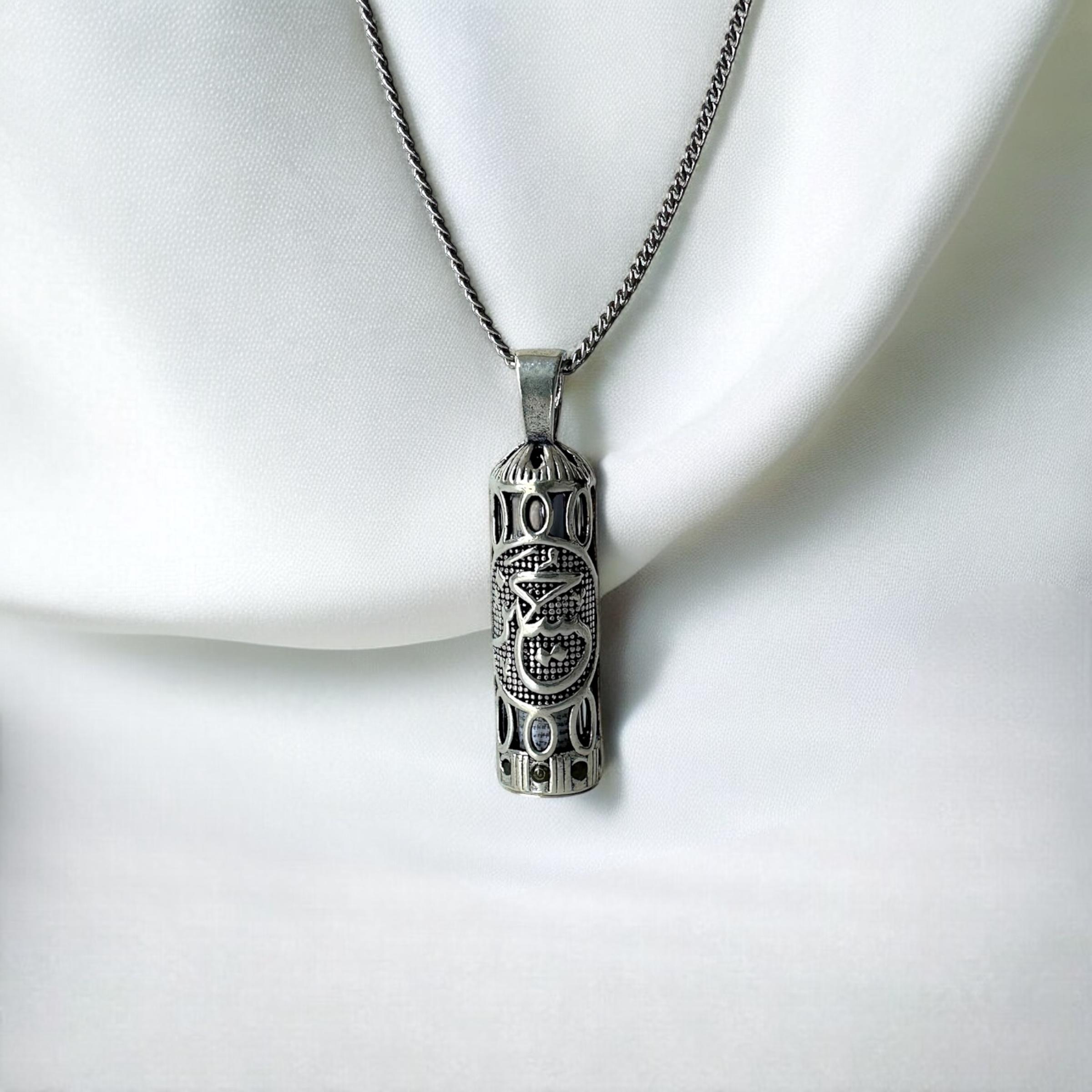 925 K Hüseyin Engraved Cevşen Silver Necklace