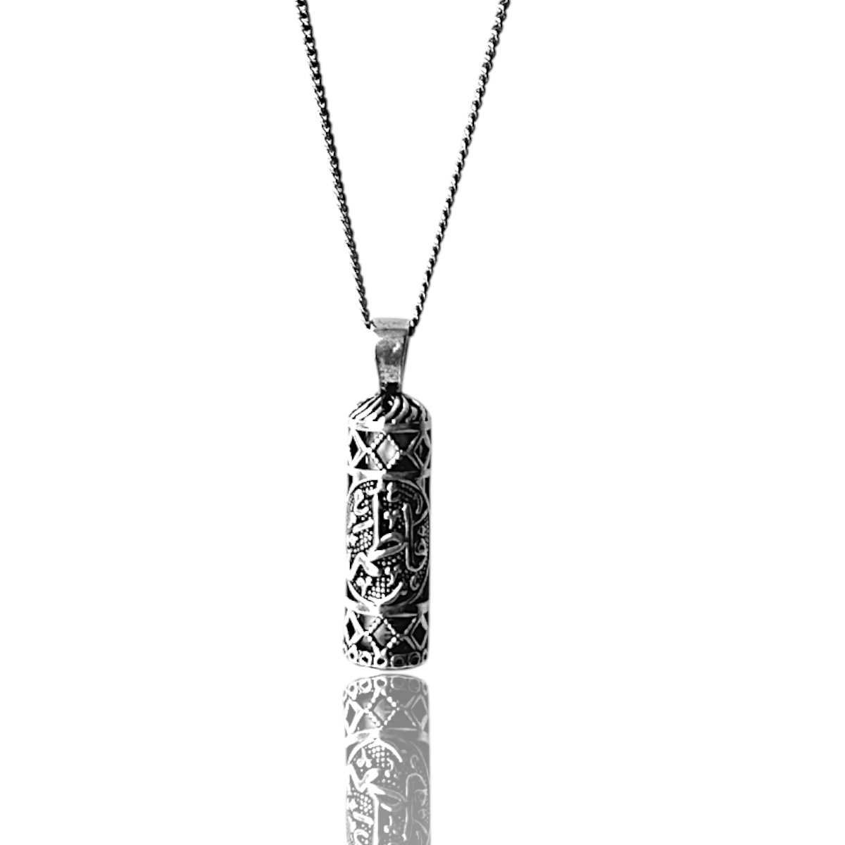 925 K Fatmanın Eli Cevşen Silver Necklace