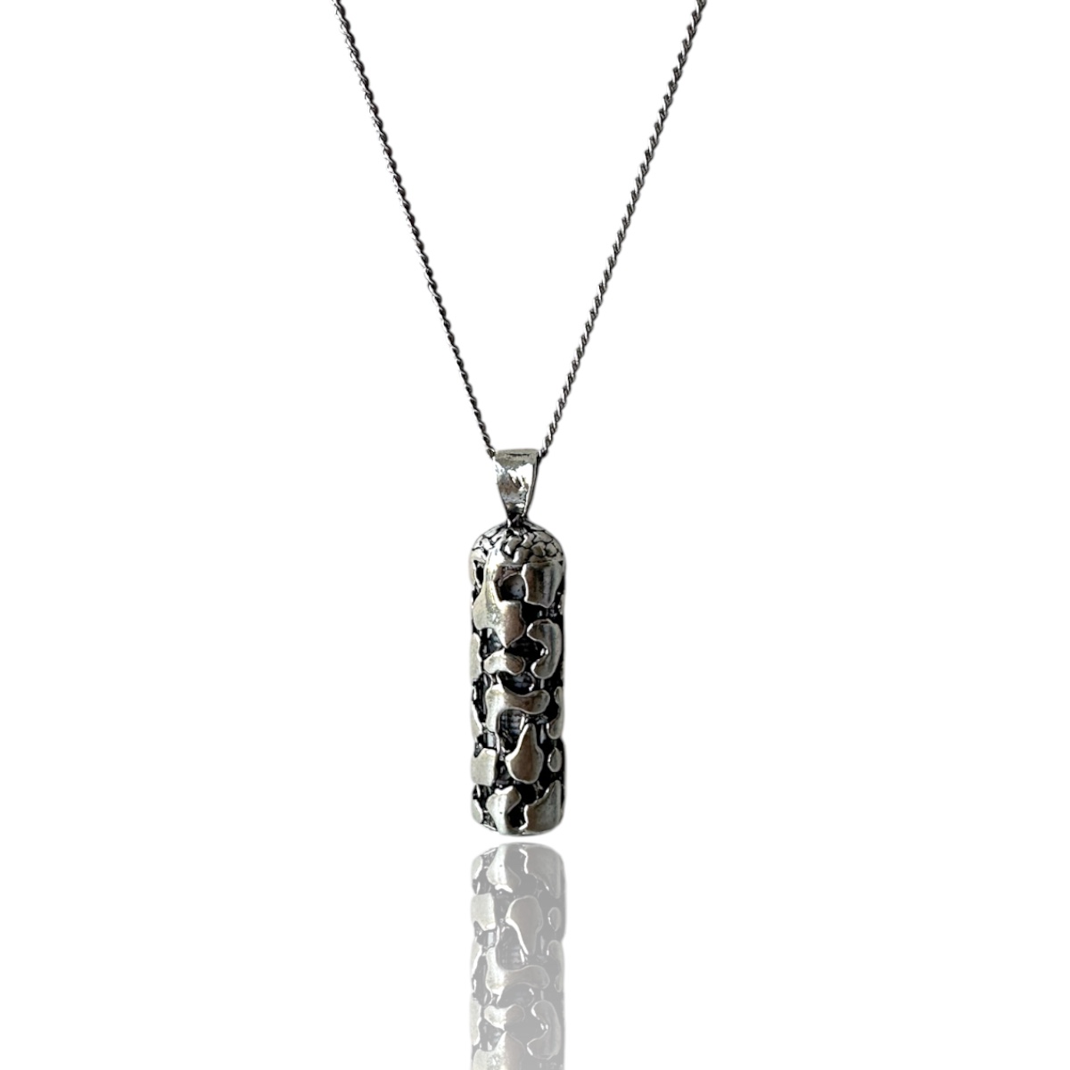 925 K Parçalı Desen Cevşen Silver Necklace