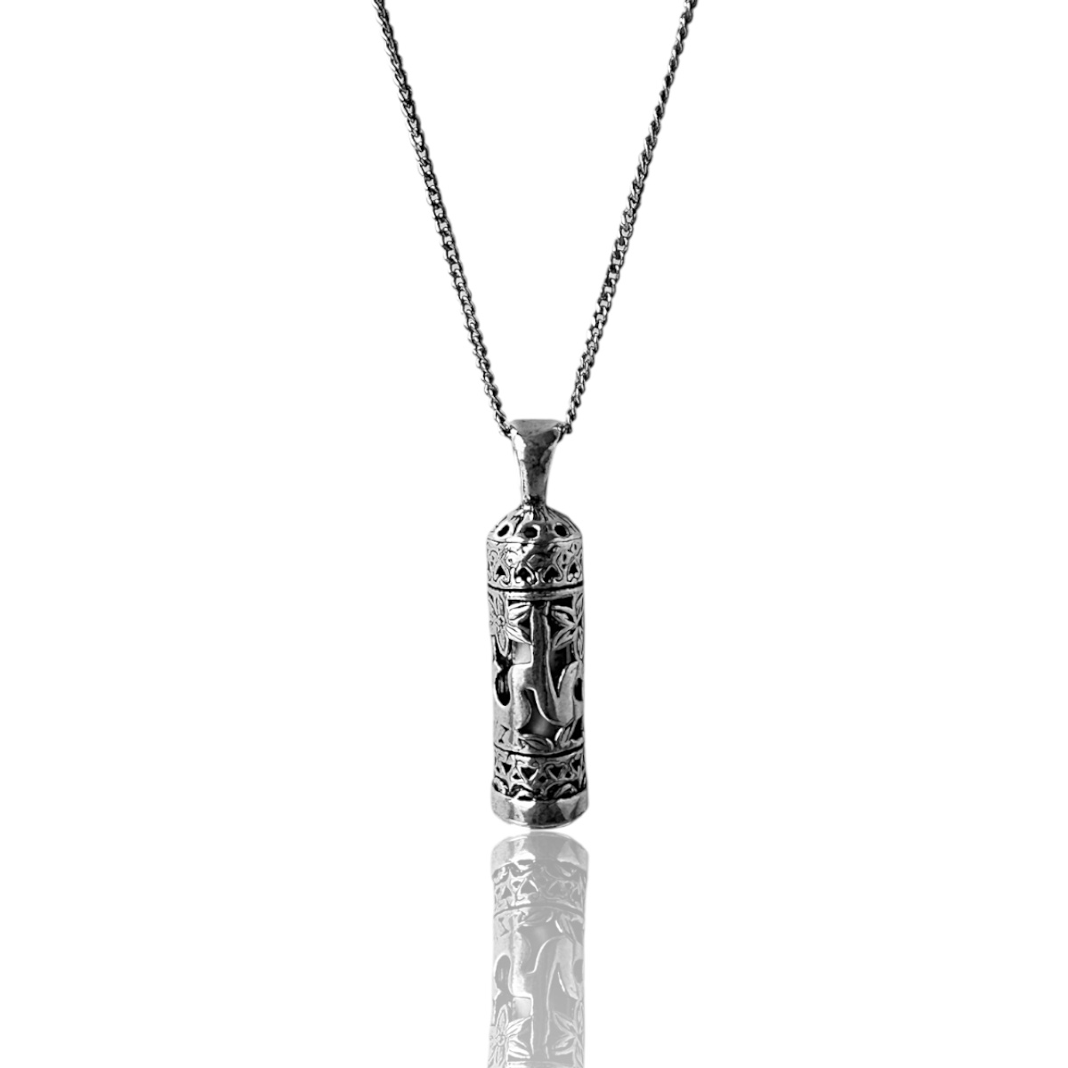 925 K Ali & Sword Motif Cevşen Silver Necklace