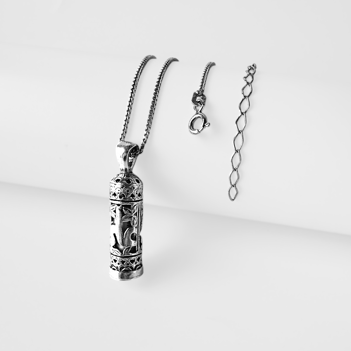 925 Sterling Silver Ali Sword Motif Cevşen Necklace