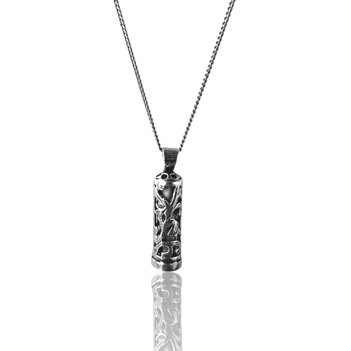 925 K Ivy Engraved Cevşen Silver Necklace