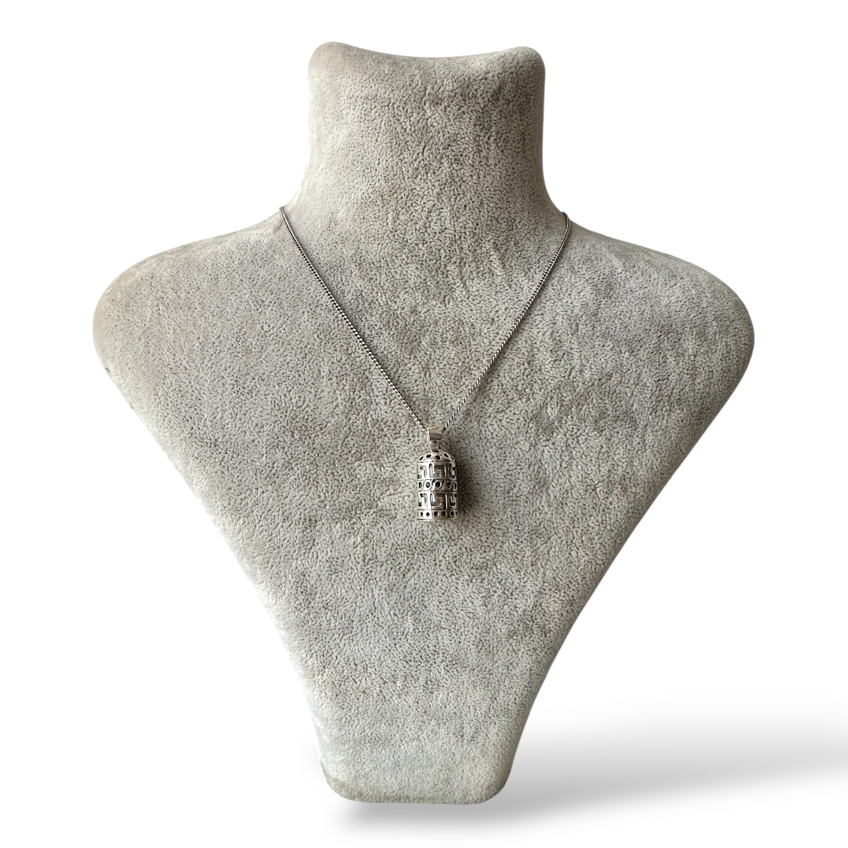 925 Sterling Silver Geometric Pattern Cevşen Necklace
