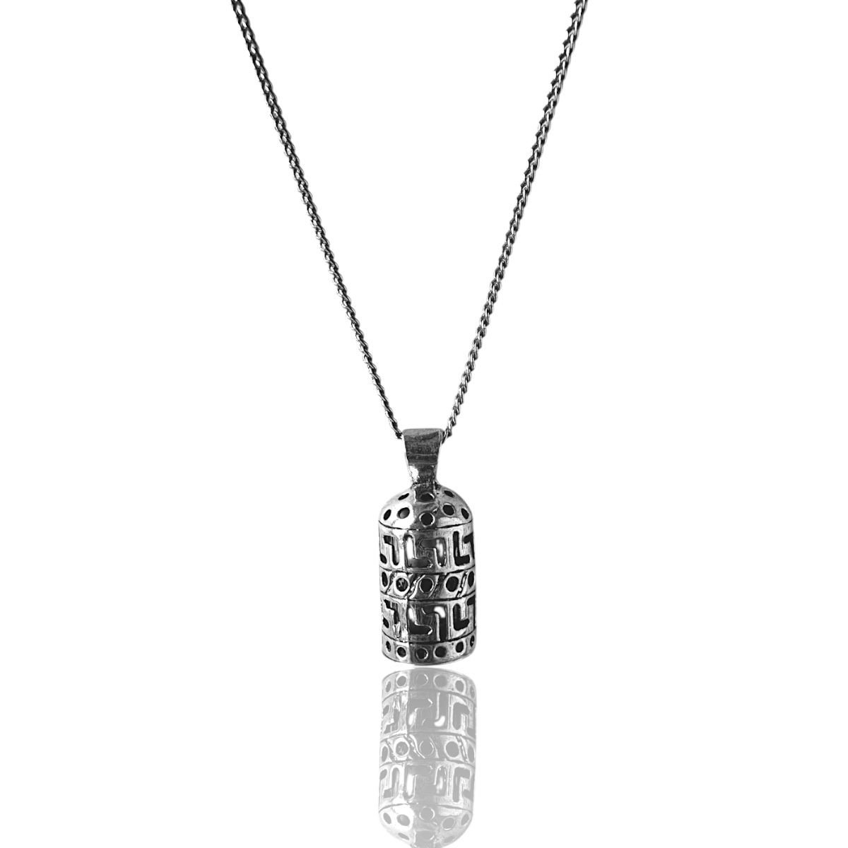 925 K Geometric Patterned Cevşen Silver Necklace