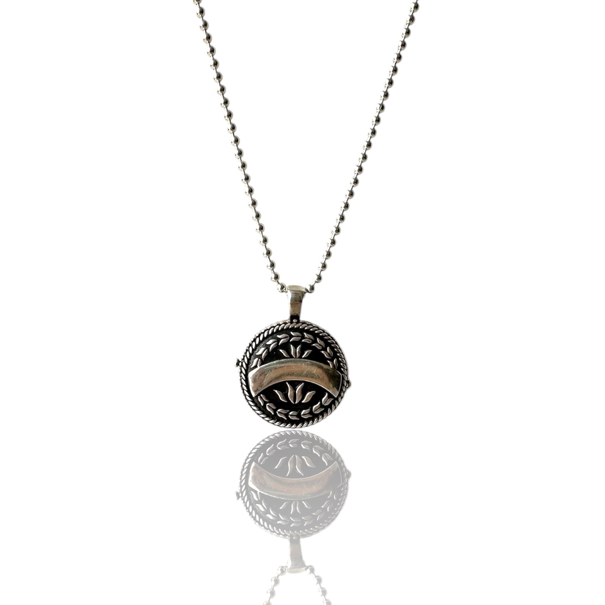 925 K Engraved Amulet Kabı Silver Necklace