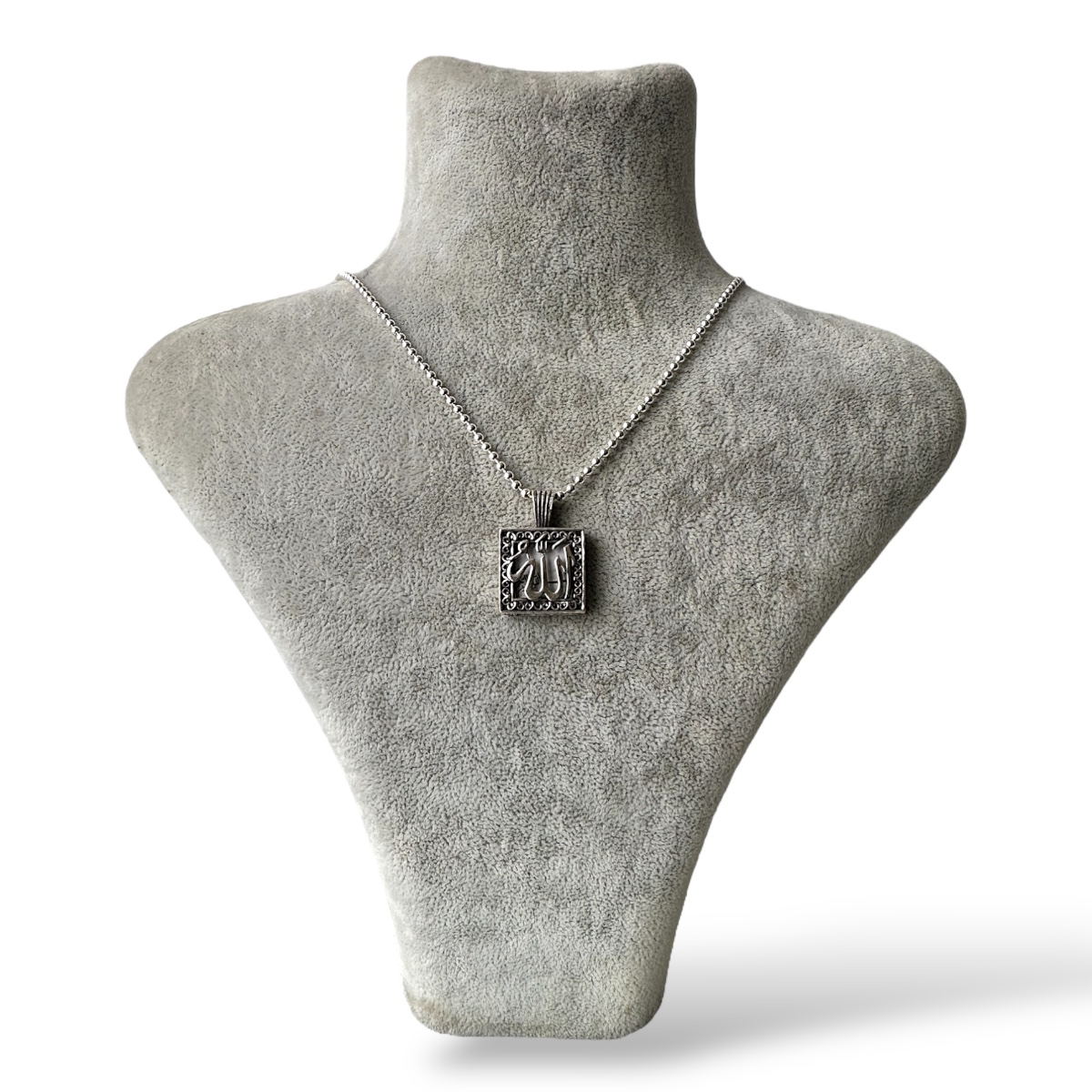 925 Sterling Square Allah Cevsen Silver Necklace