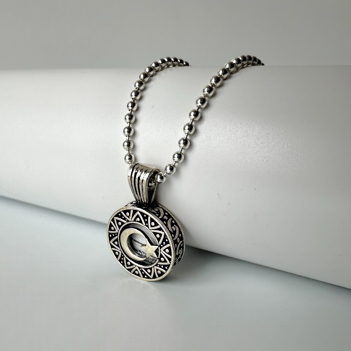 925 Sterling Silver Star and Crescent Necklace