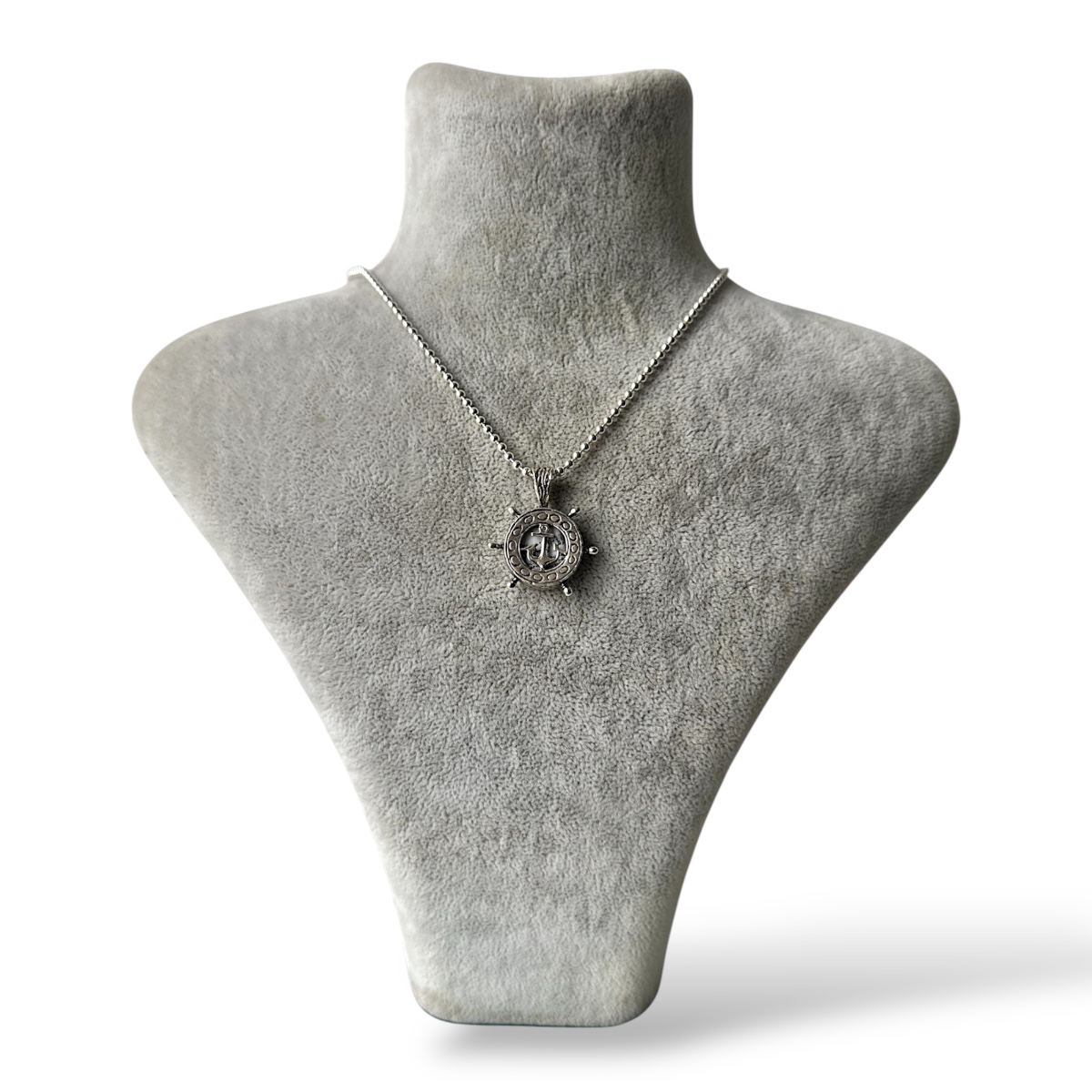 925 Sterling Silver Anchor Rudder Cevşen Necklace