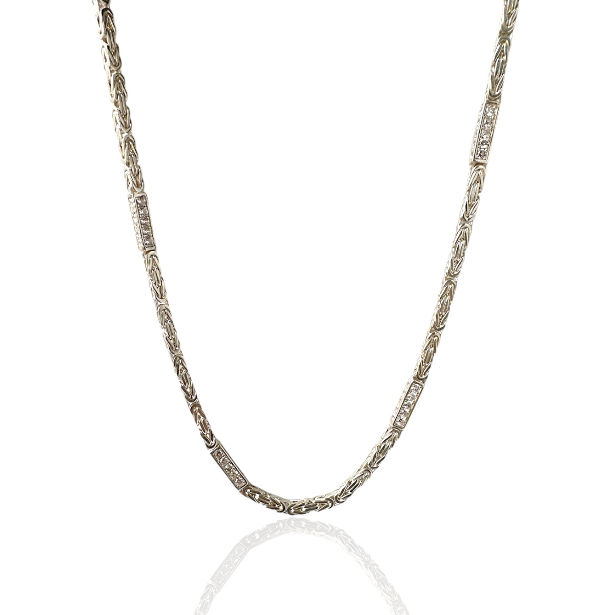 4mm Zirkon Taşlı Kral Erkek Gümüş Zinciri