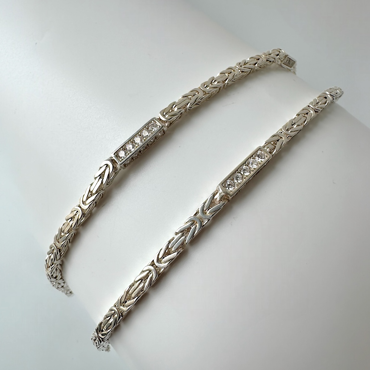 4mm Zirkon Taşlı Kral Erkek Gümüş Zinciri