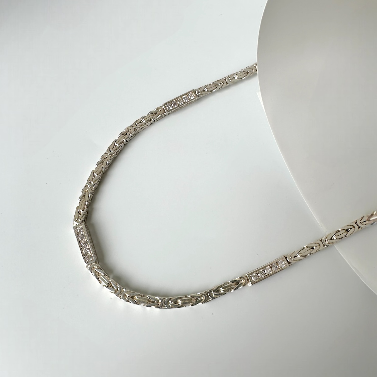 4mm Zirkon Taşlı Kral Erkek Gümüş Zinciri