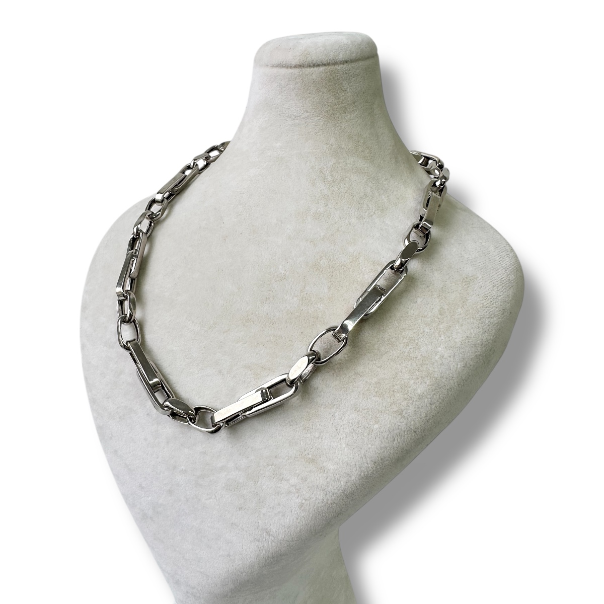 925 Sterling Silver Oval Cut Chain Men’s Necklace