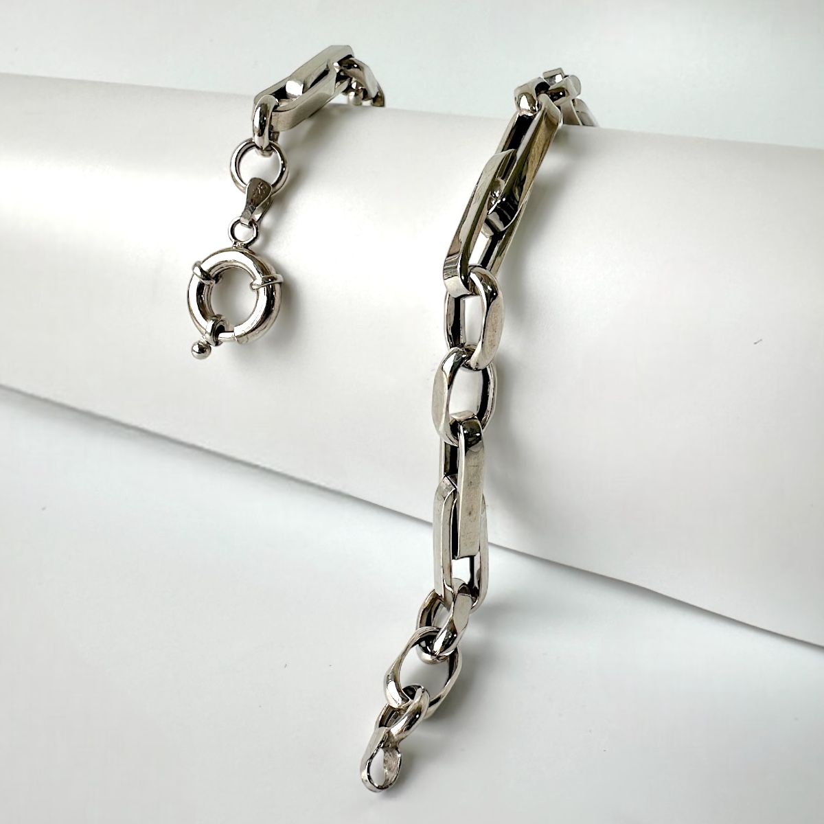 925 Sterling Silver Oval Cut Chain Men’s Necklace