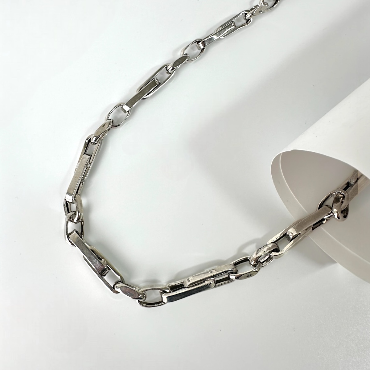925 Sterling Silver Oval Cut Chain Men’s Necklace