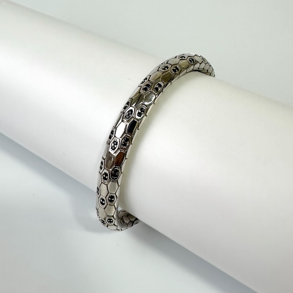 Zikzak Zirkon Taşlı  925 ayar Snake Vip Gümüş Bileklik