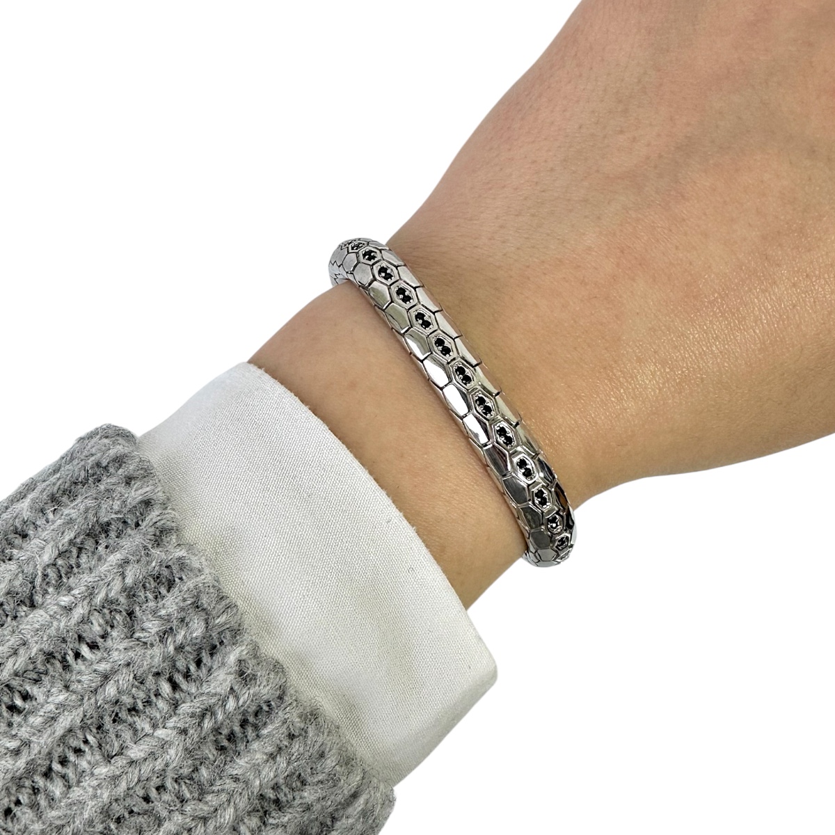 Black 925 sterling Snake Vip Silver Bracelet with Zircon Stone