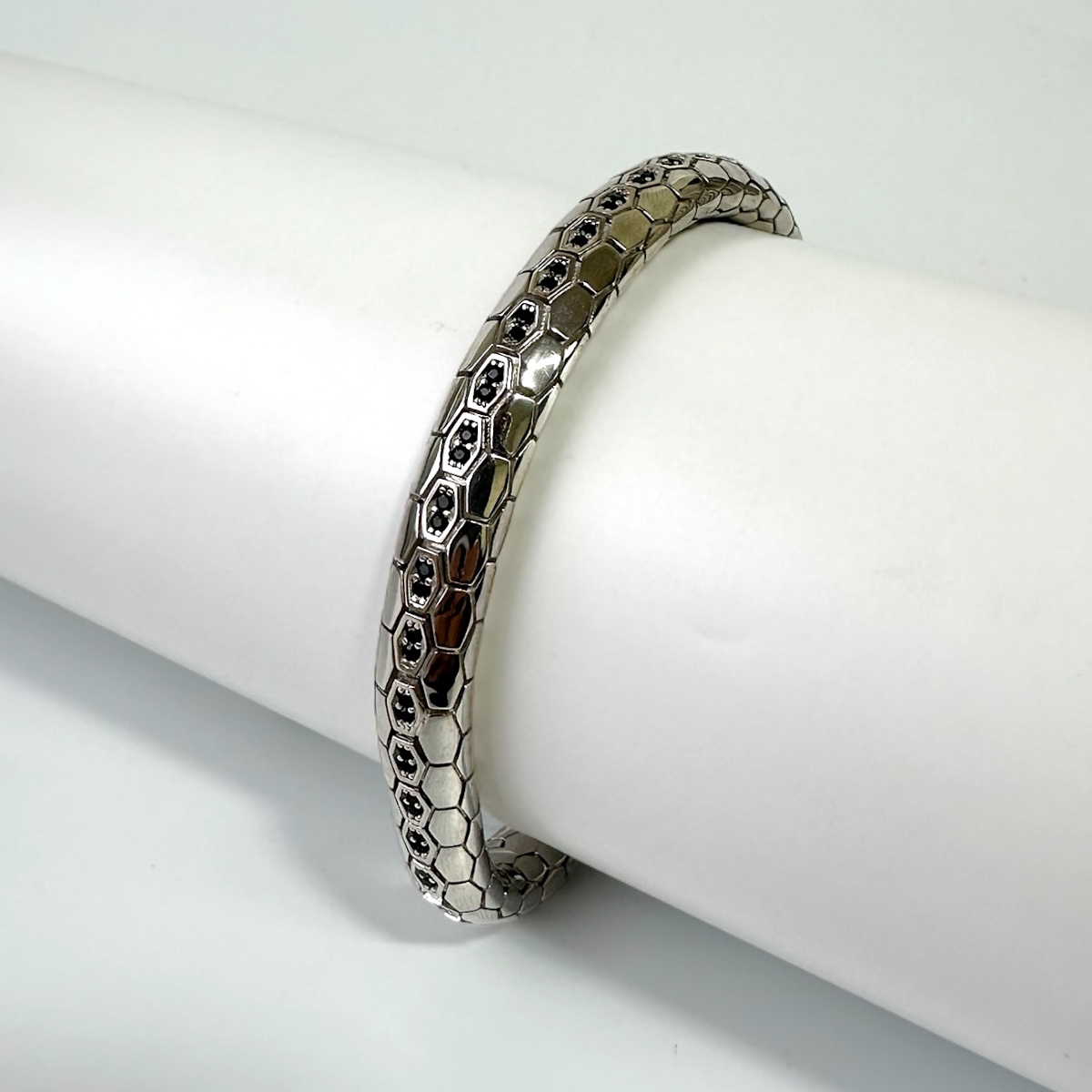 Black 925 sterling Snake Vip Silver Bracelet with Zircon Stone