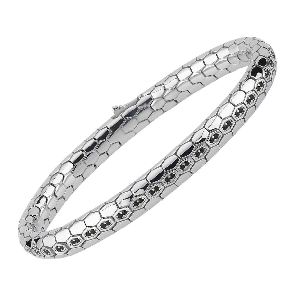 Black 925 sterling Snake Vip Silver Bracelet with Zircon Stone