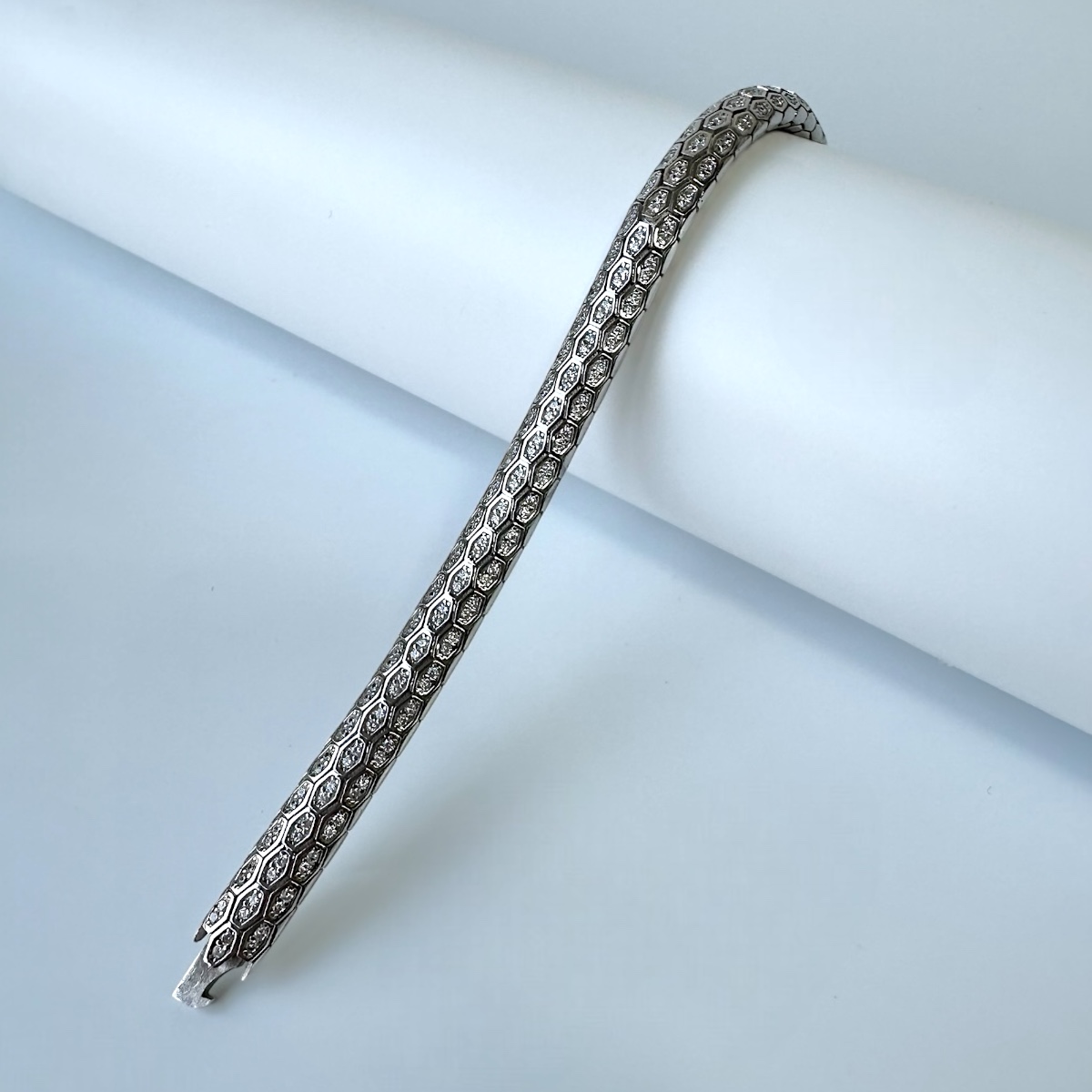 925 Ayar Beyaz Zirkon Snake Vip Gümüş Bileklik