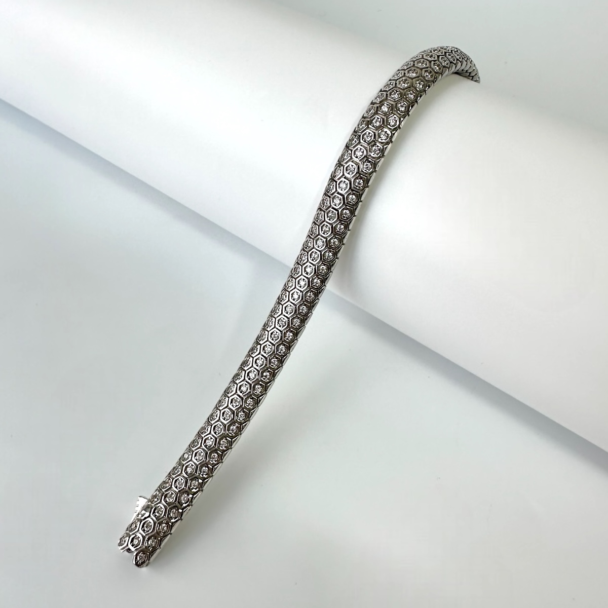 925 Ayar Beyaz Rodaj Snake Vip Gümüş Bileklik