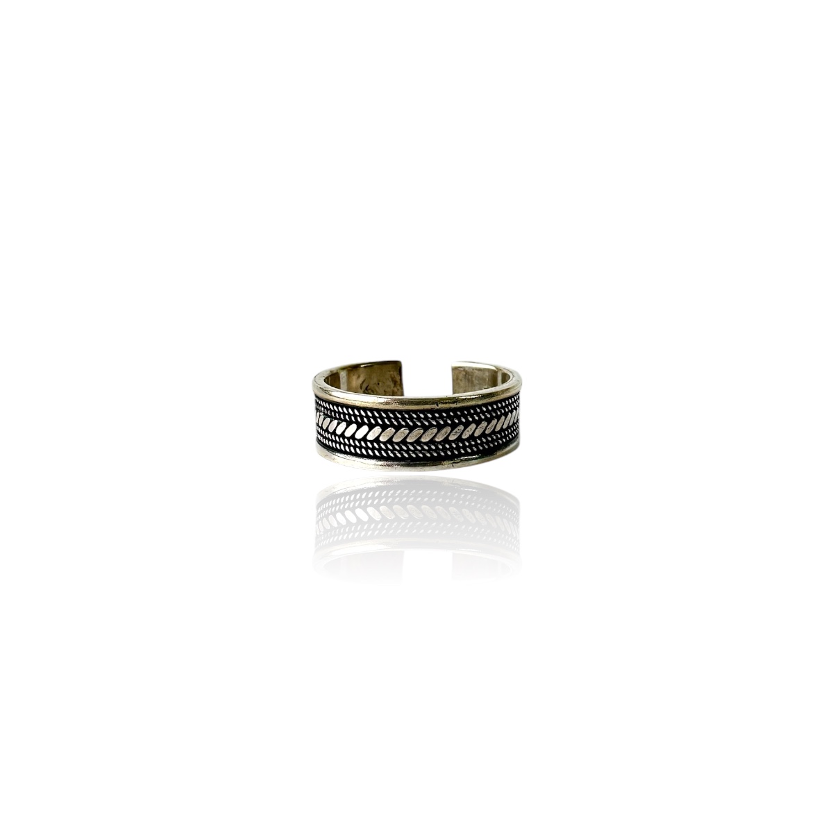 925 Sterling Silver Men’s Ring with Knitted Motif