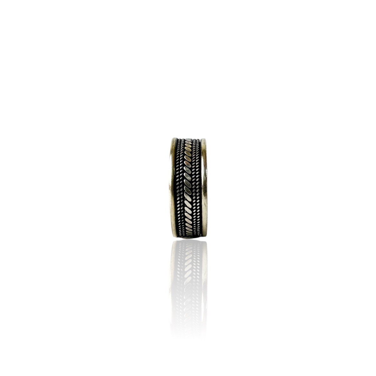 925 Sterling Silver Men’s Ring with Knitted Motif