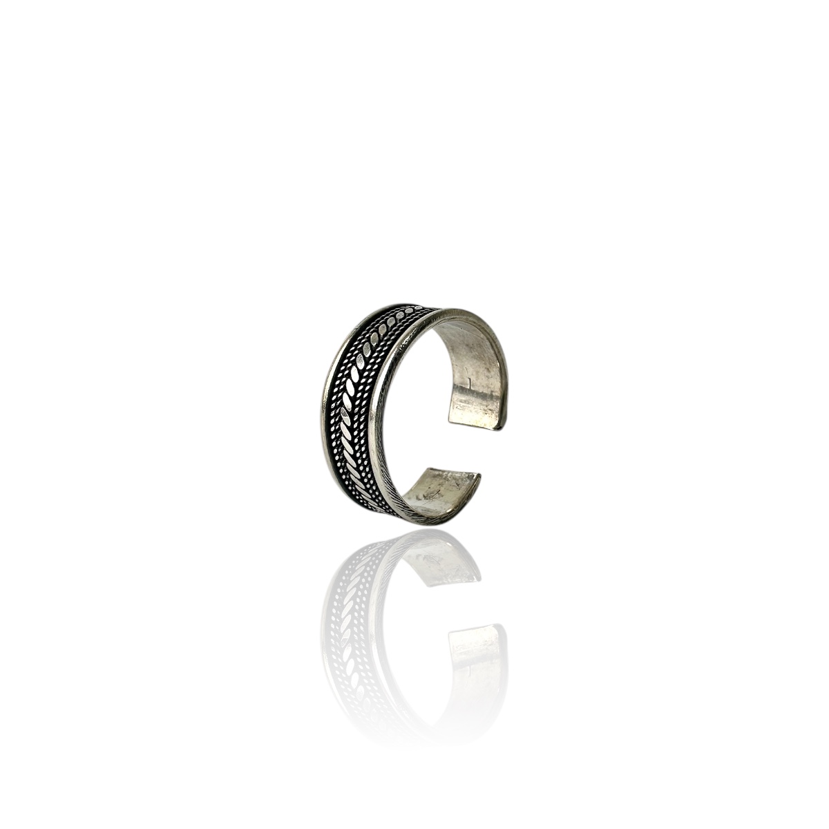 925 Sterling Silver Men’s Ring with Knitted Motif
