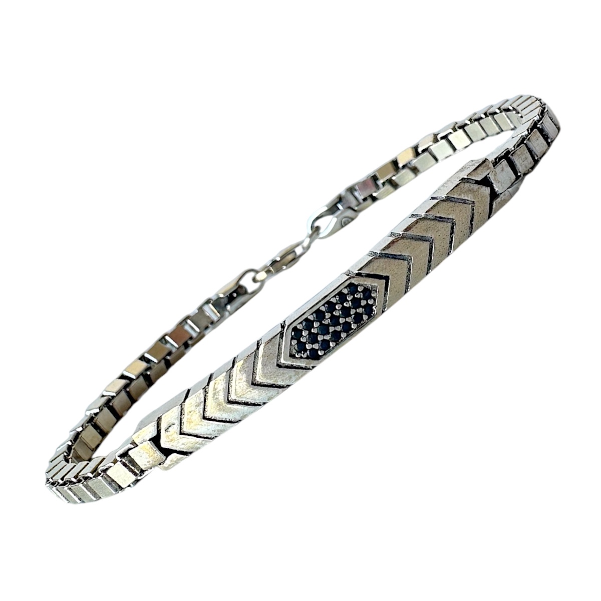 925 Sterling Zircon Stone Chain Silver Bracelet