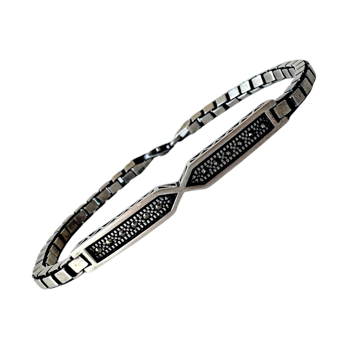925 Sterling Stone Cube Chain Silver Bracelet