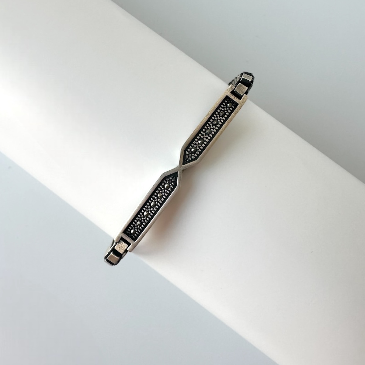 925 Sterling Stone Cube Chain Silver Bracelet