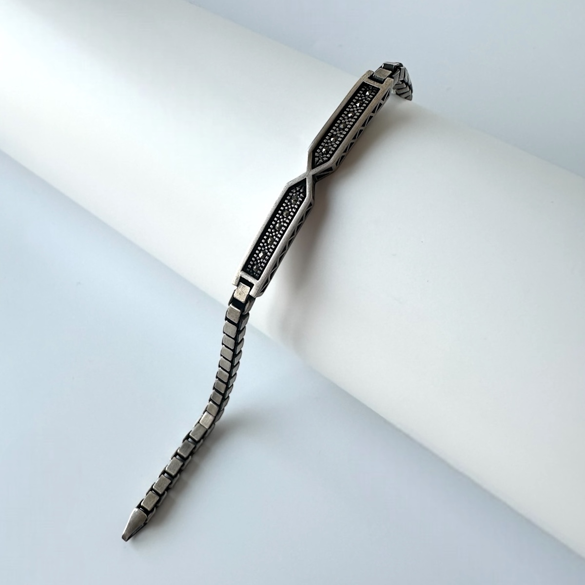 925 Sterling Stone Cube Chain Silver Bracelet