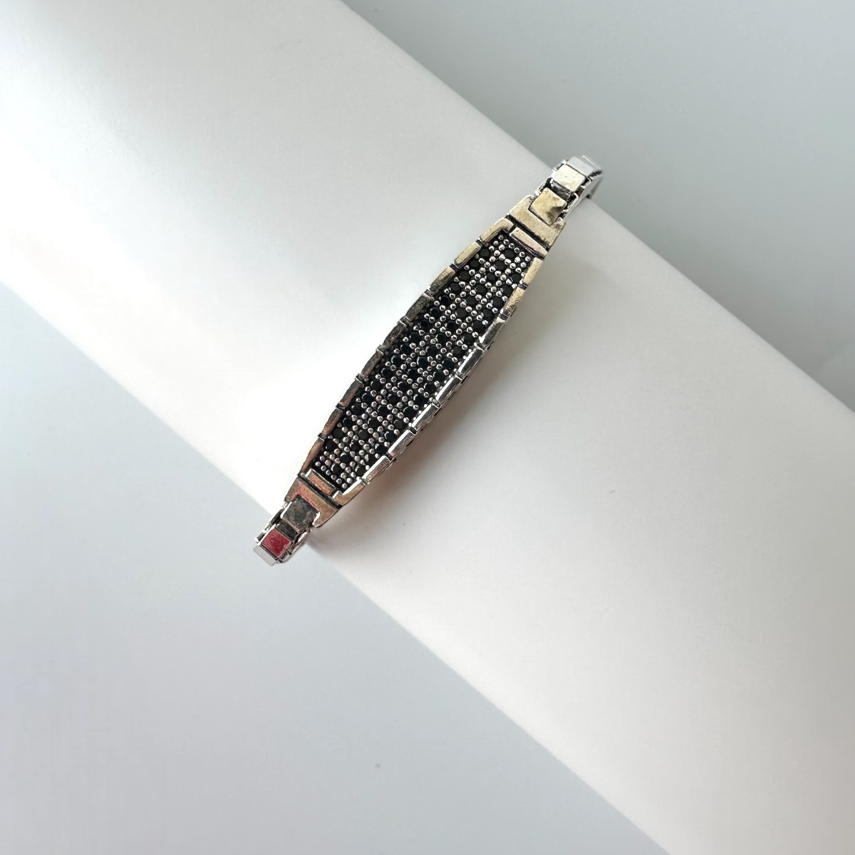 925 Sterling Stone Cube Chain Silver Bracelet