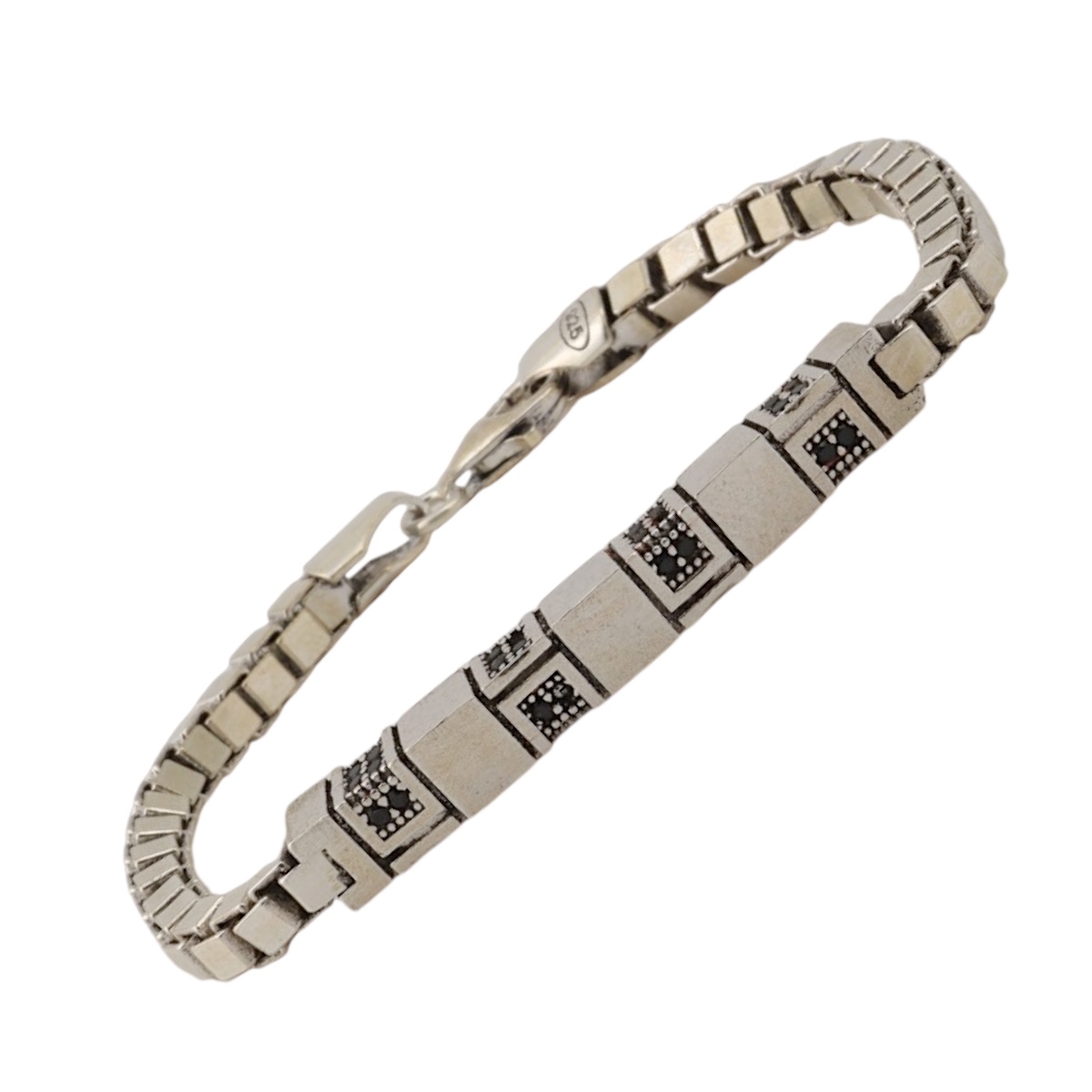 925 Sterling Square Cut Men’s Silver Bracelet