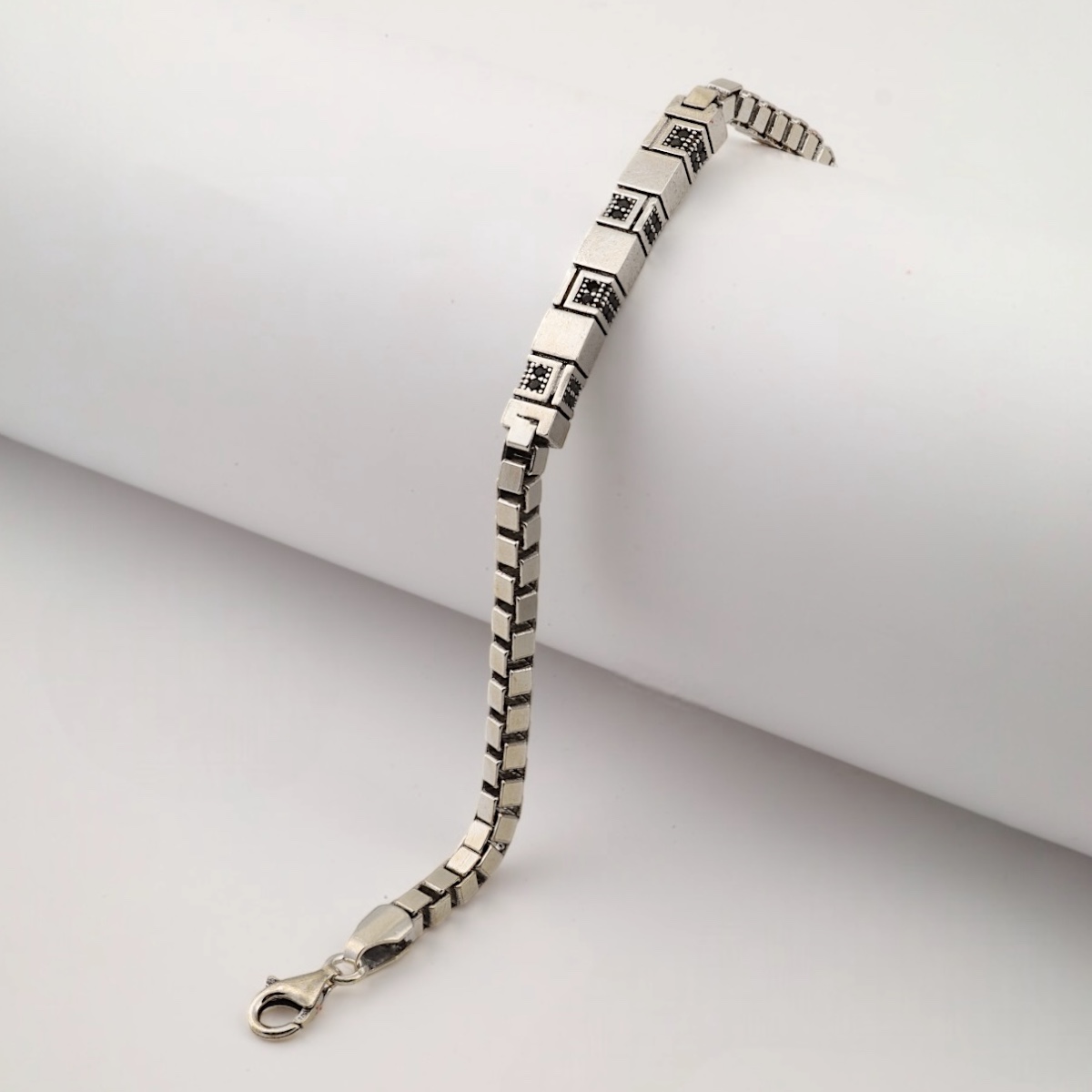 925 Sterling Square Cut Men’s Silver Bracelet