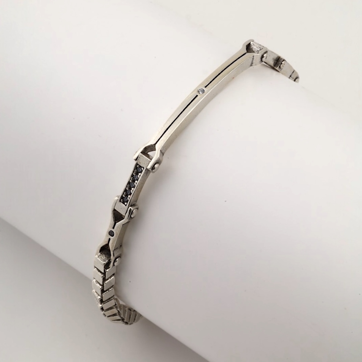 925 Sterling Stone Cube Chain Silver Bracelet