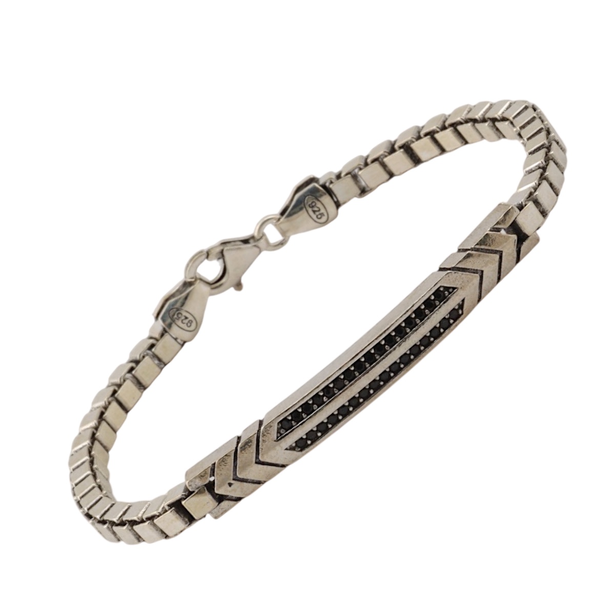 925 Sterling Double Stone Men’s Bracelet