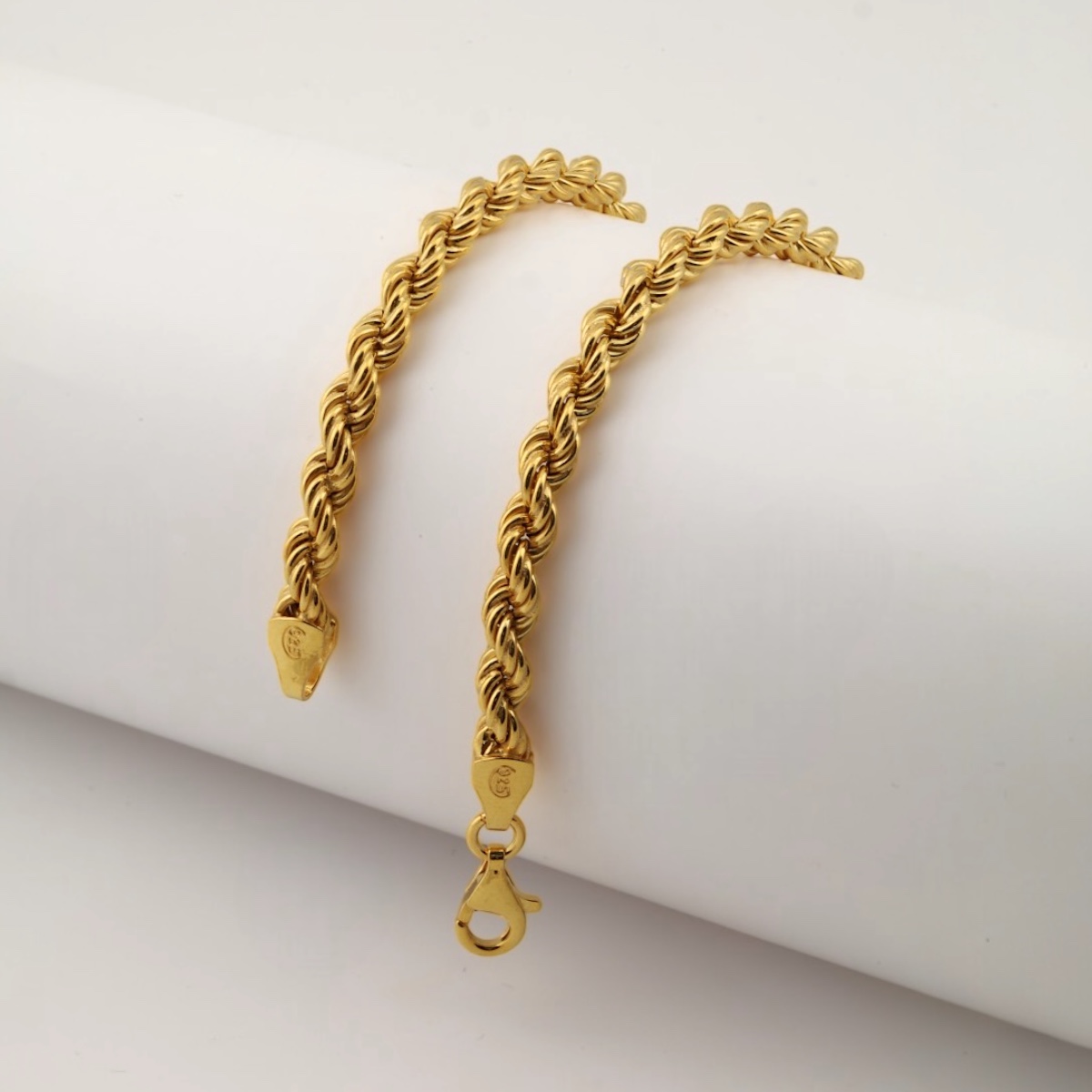 925 Carat Gold Plated Rope Twist Silver Necklace