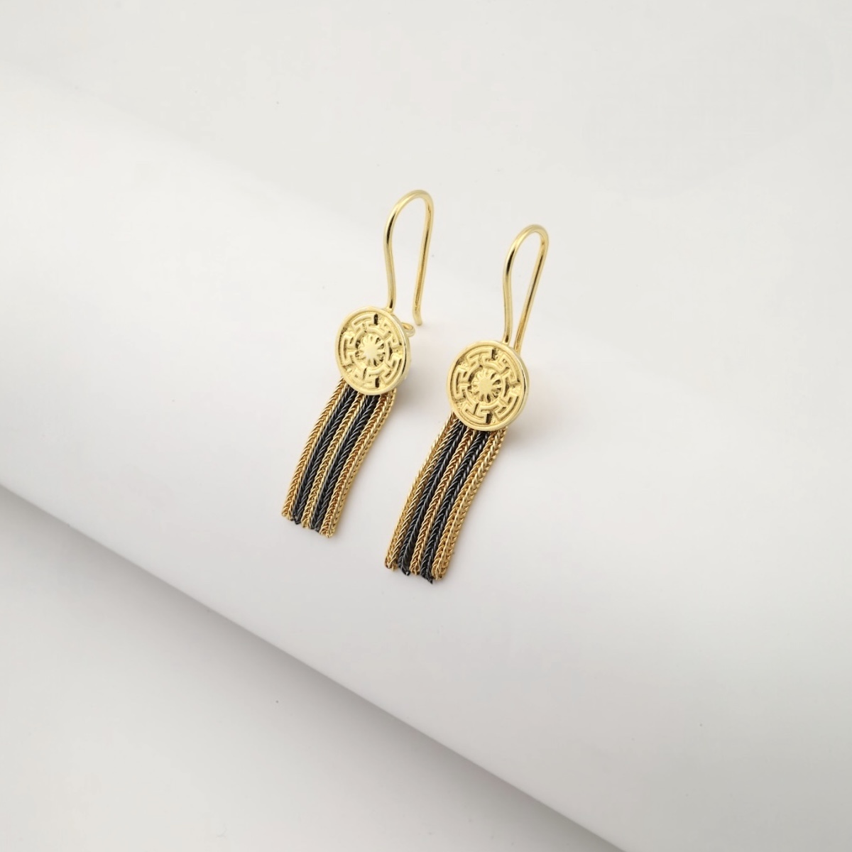 Round Filigree Silver Mardin Straw Womens Earrings