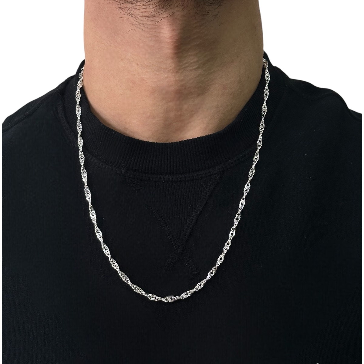 925 Sterling Silver Singapore Model Men’s Necklace
